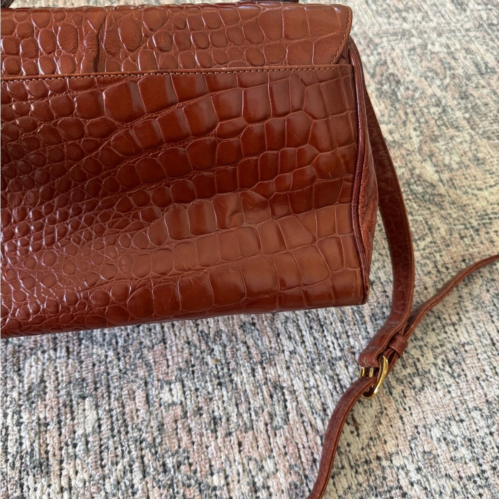 Vintage Talbots Brown Crocodile Pattern Handbag - image 4
